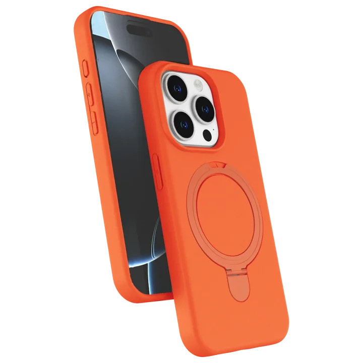 Mey İthalat®  Apple iPhone 15 Pro Max Regal Magsafe Standlı Kapak - Turuncu