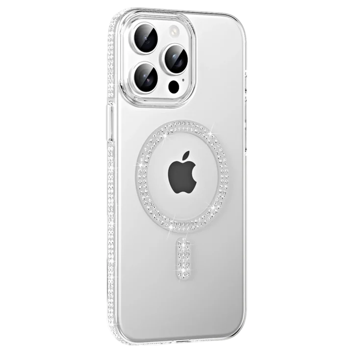 Mey İthalat®   iPhone 15 Pro Move Taşlı Magsafe Kapak - Natural Grey