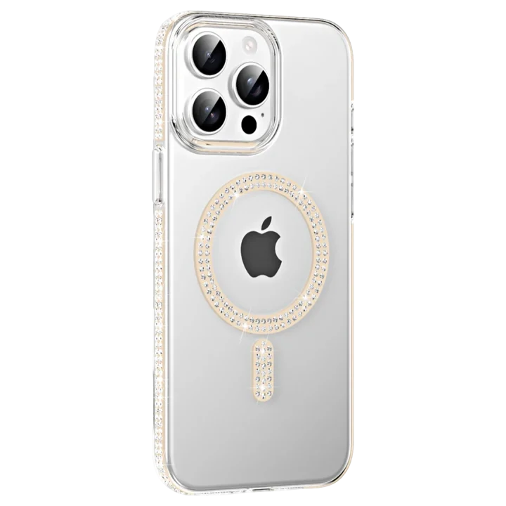 Mey İthalat®   iPhone 15 Pro Move Taşlı Magsafe Kapak - Pembe