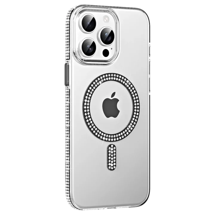 Mey İthalat®   iPhone 15 Pro Move Taşlı Magsafe Kapak - Siyah