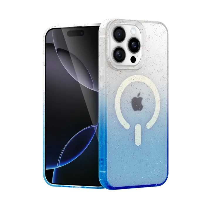 Mey İthalat®  Apple iPhone 15 Pro Pummel Shiny Magsafe Kapak - Mavi