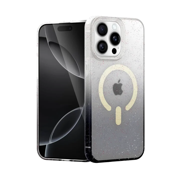 Mey İthalat®  Apple iPhone 15 Pro Pummel Shiny Magsafe Kapak - Siyah