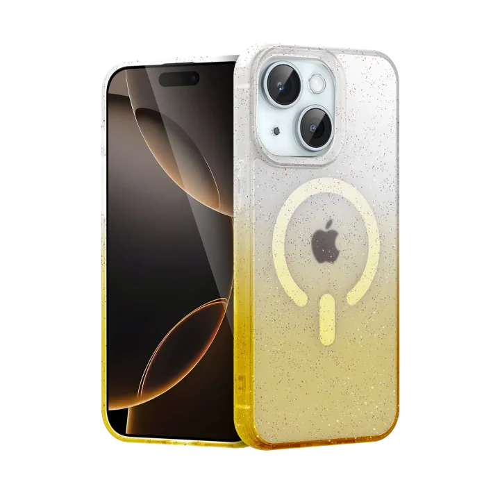 Mey İthalat®   iPhone 15 Pummel Shiny Magsafe Kapak - Gold