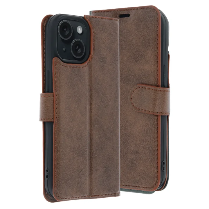 Mey İthalat®  Apple iPhone 15 Trend S Plus Kapaklı Kılıf - Taba