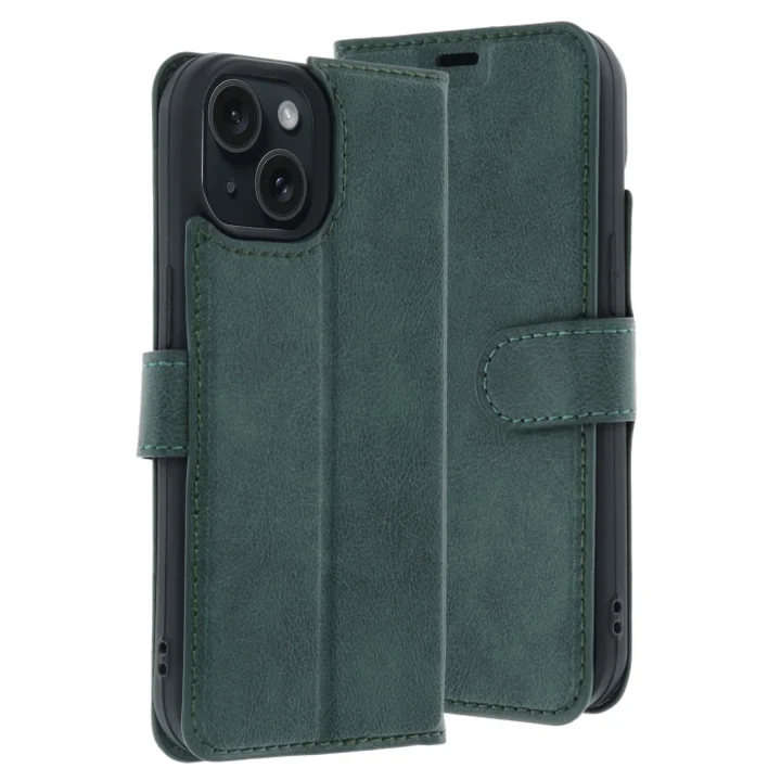 Mey İthalat®  Apple iPhone 15 Trend S Plus Kapaklı Kılıf - Yeşil