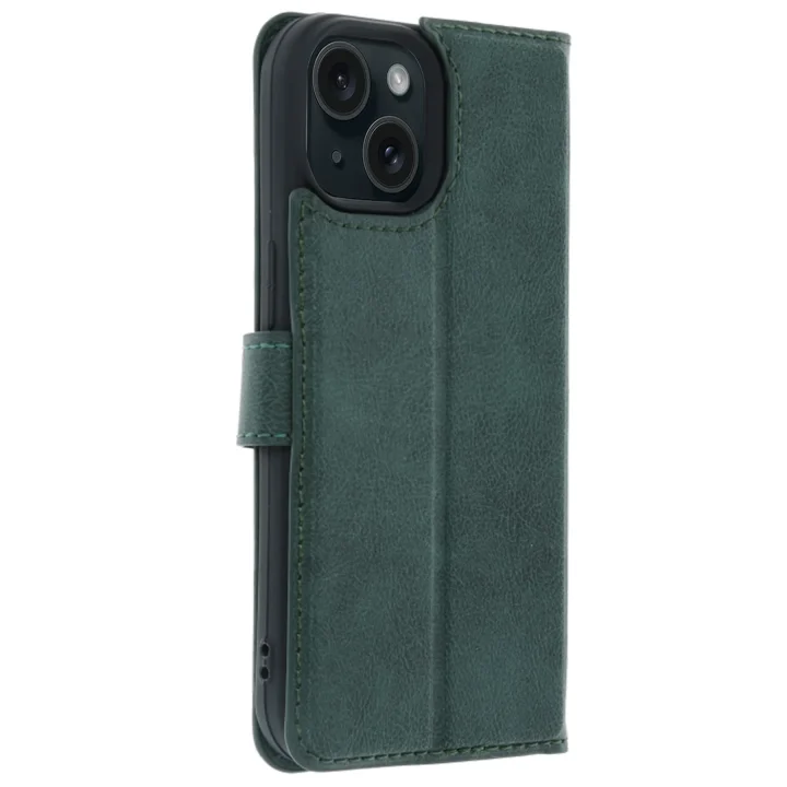 Mey İthalat®  Apple iPhone 15 Trend S Plus Kapaklı Kılıf - Yeşil