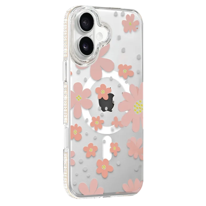 Mey İthalat®   iPhone 16 Floral Magsafe Kapak - Pembe