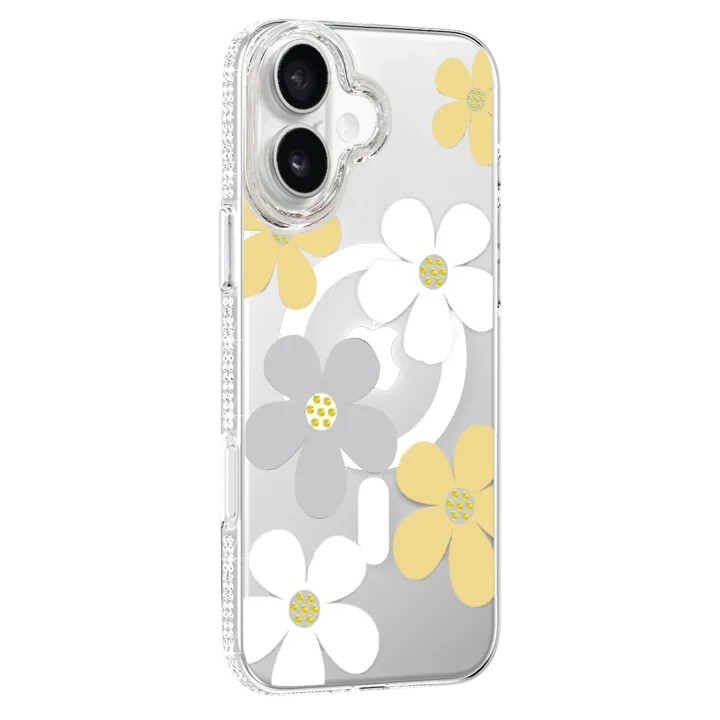 Mey İthalat®   iPhone 16 Floral Magsafe Kapak - Sarı
