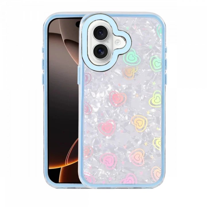 Mey İthalat®  Apple iPhone 16 Lumi Desenli Kapak - Mavi