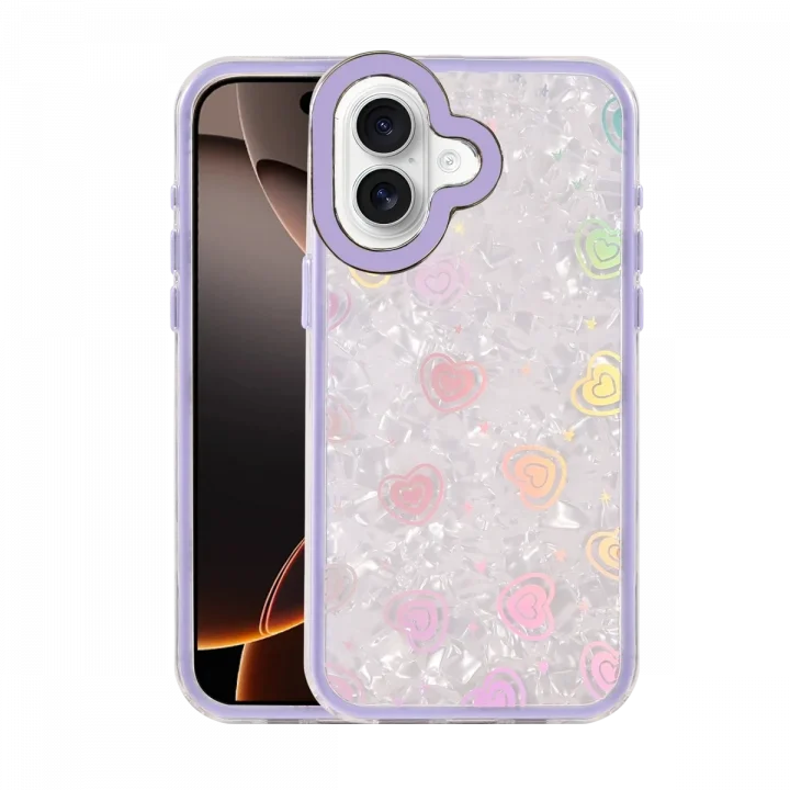 Mey İthalat®  Apple iPhone 16 Lumi Desenli Kapak - Mor