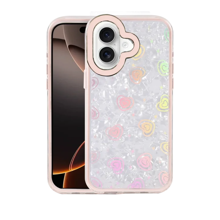 Mey İthalat®  Apple iPhone 16 Lumi Desenli Kapak - Pembe