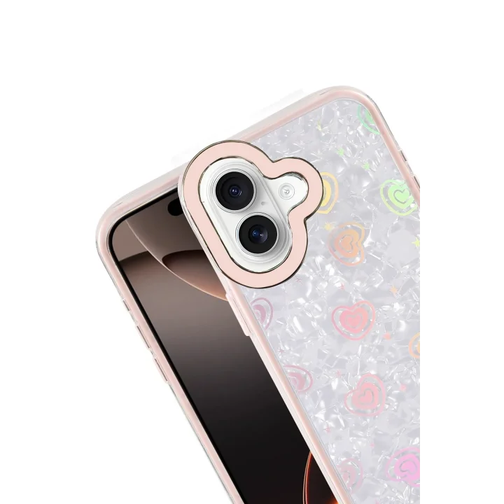 Mey İthalat®  Apple iPhone 16 Lumi Desenli Kapak - Pembe