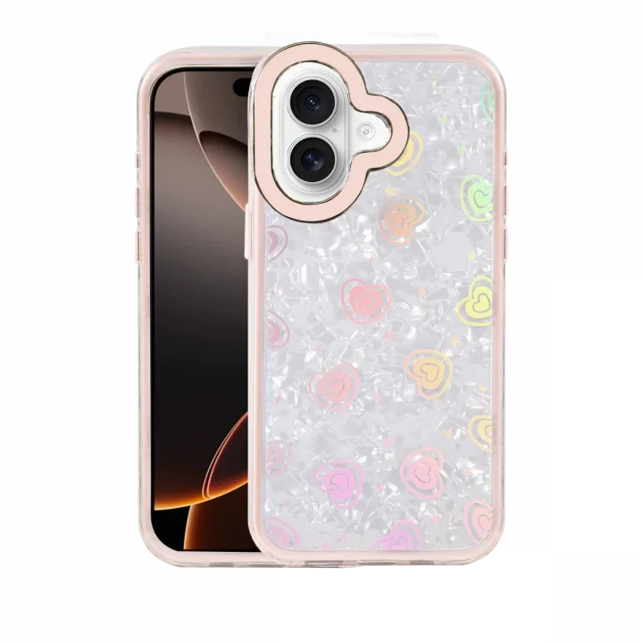 Mey İthalat®  Apple iPhone 16 Lumi Desenli Kapak - Pembe