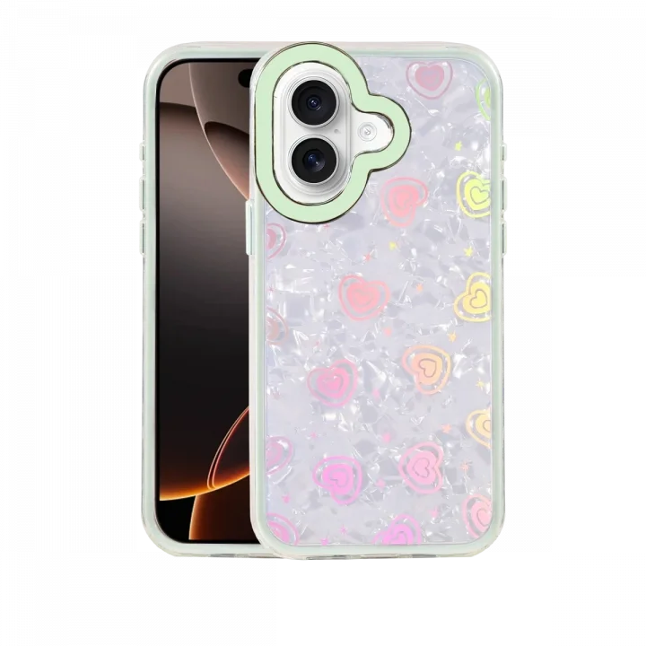 Mey İthalat®  Apple iPhone 16 Lumi Desenli Kapak - Yeşil