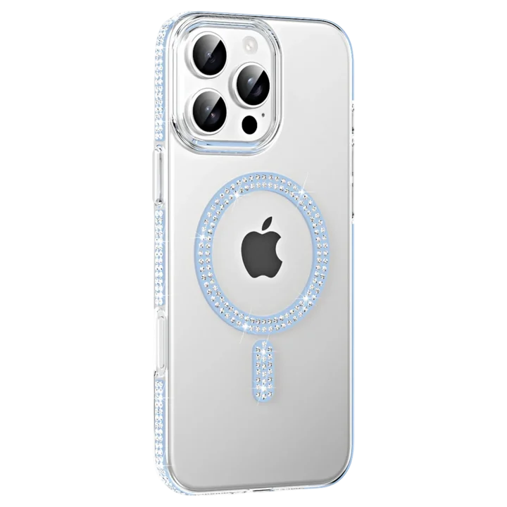 Mey İthalat®   iPhone 16 Pro Max Move Taşlı Magsafe Kapak - Mavi