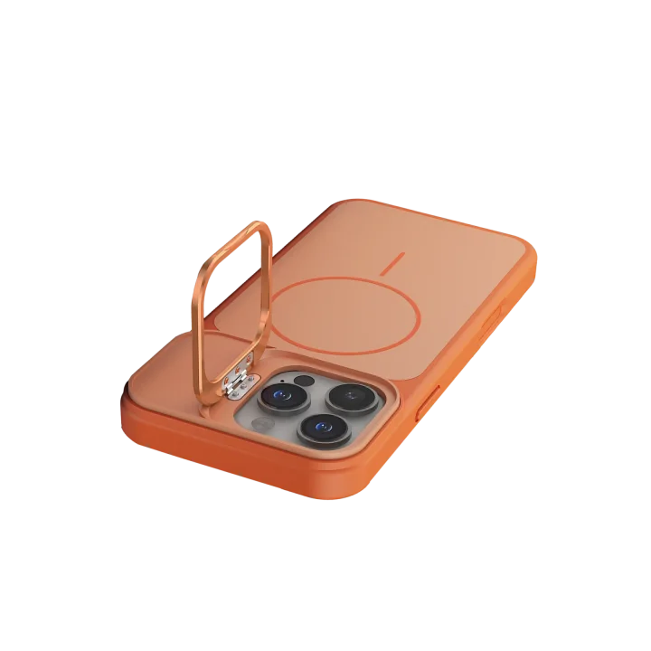 Mey İthalat®   iPhone 16 Pro Max Pale Magsafe Standlı Kapak - Turuncu