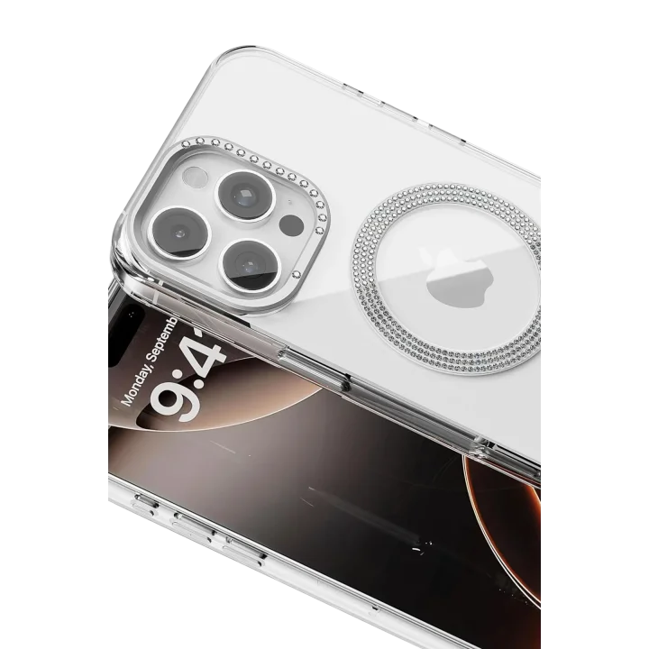 Mey İthalat®   iPhone 16 Pro Max Tash Diamond Magsafe Kapak - Beyaz