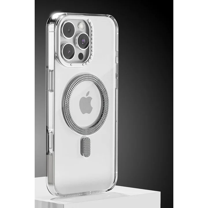 Mey İthalat®   iPhone 16 Pro Max Tash Diamond Magsafe Kapak - Beyaz