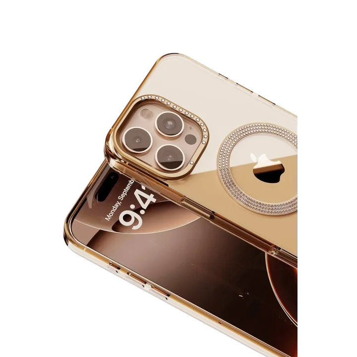 Mey İthalat®   iPhone 16 Pro Max Tash Diamond Magsafe Kapak - Gold