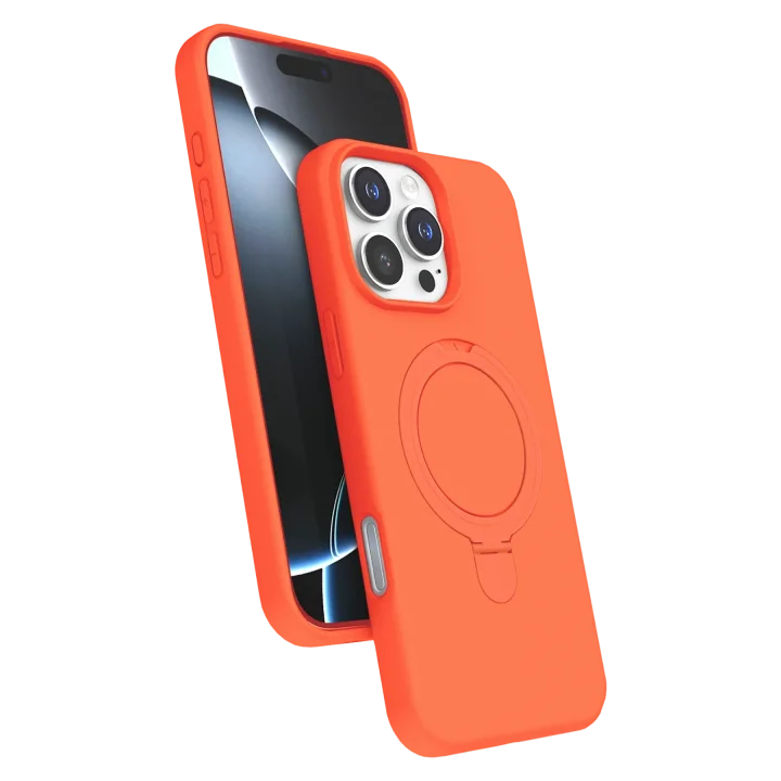 Mey İthalat®  Apple iPhone 16 Pro Regal Magsafe Standlı Kapak - Turuncu