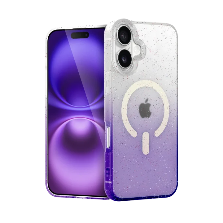 Mey İthalat®  Apple iPhone 16 Pummel Shiny Magsafe Kapak - Mor