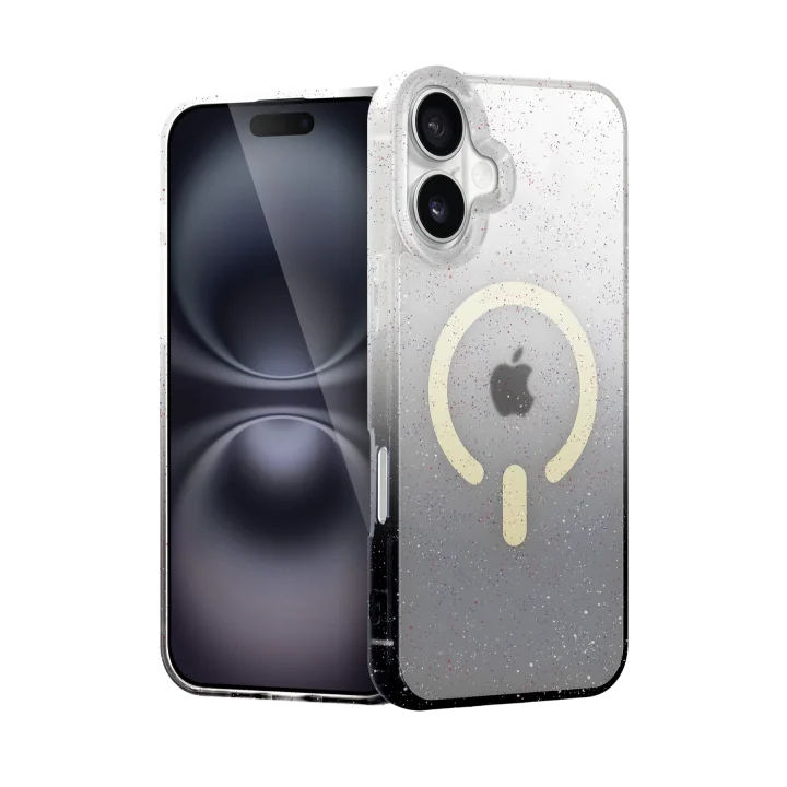 Mey İthalat®  Apple iPhone 16 Pummel Shiny Magsafe Kapak - Siyah