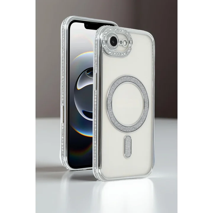 Mey İthalat®   iPhone 16E Joke Simli Magneticsafe Kılıf - Derin Mor