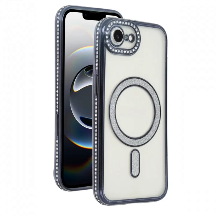 Mey İthalat®  Apple iPhone 16E Joke Simli Magneticsafe Kılıf - Siyah