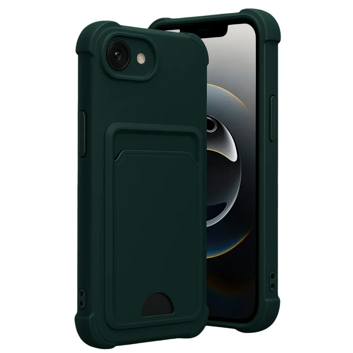 Mey İthalat®  Apple iPhone 16E Kelvin Kartvizitli Silikon - Koyu Yeşil