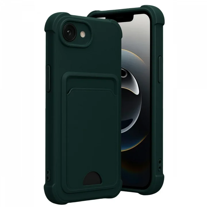 Mey İthalat®  Apple iPhone 16E Kelvin Kartvizitli Silikon - Koyu Yeşil