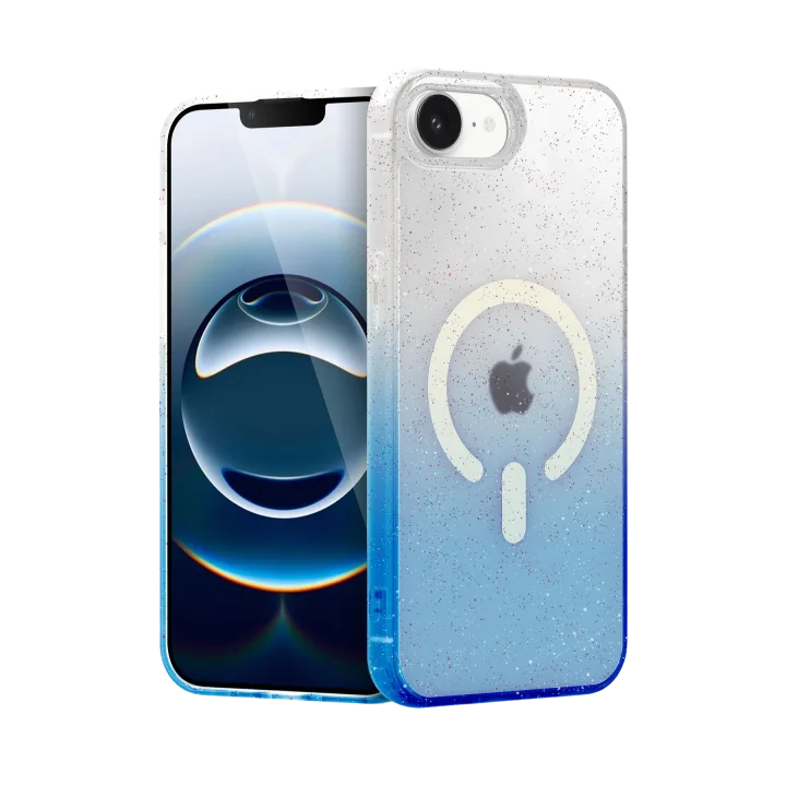 Mey İthalat®  Apple iPhone 16E Pummel Shiny Magsafe Kapak - Mavi