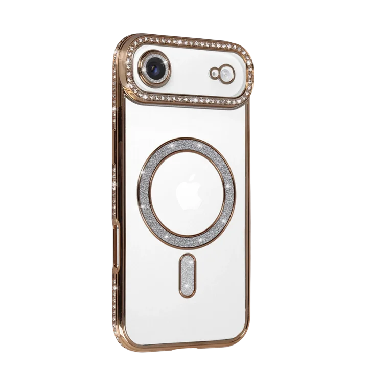 Mey İthalat®  Apple iPhone 17 Air Joke Simli Magneticsafe Kılıf - Gold