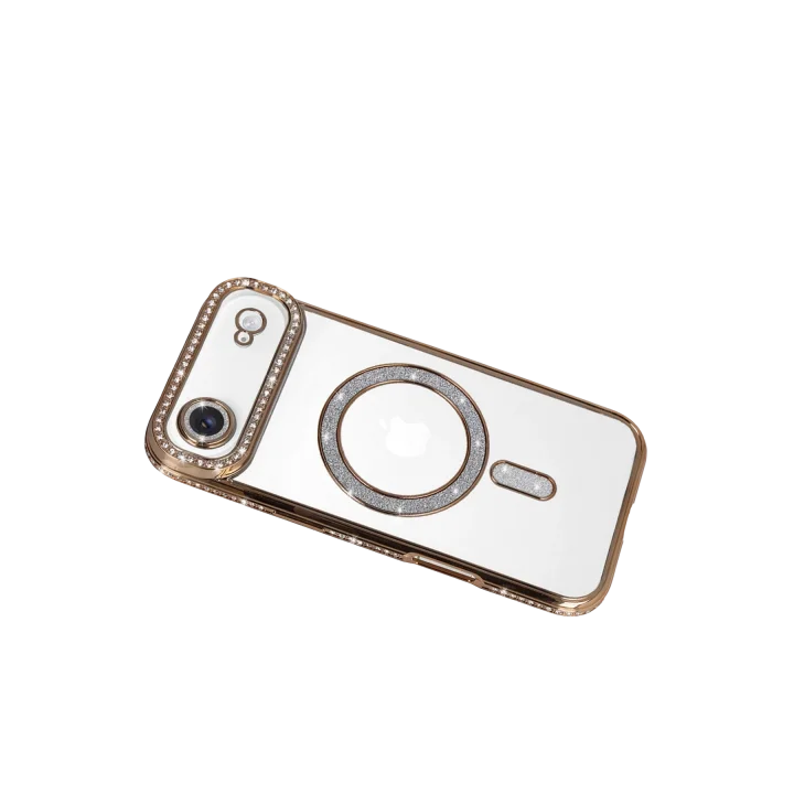 Mey İthalat®  Apple iPhone 17 Air Joke Simli Magneticsafe Kılıf - Gold