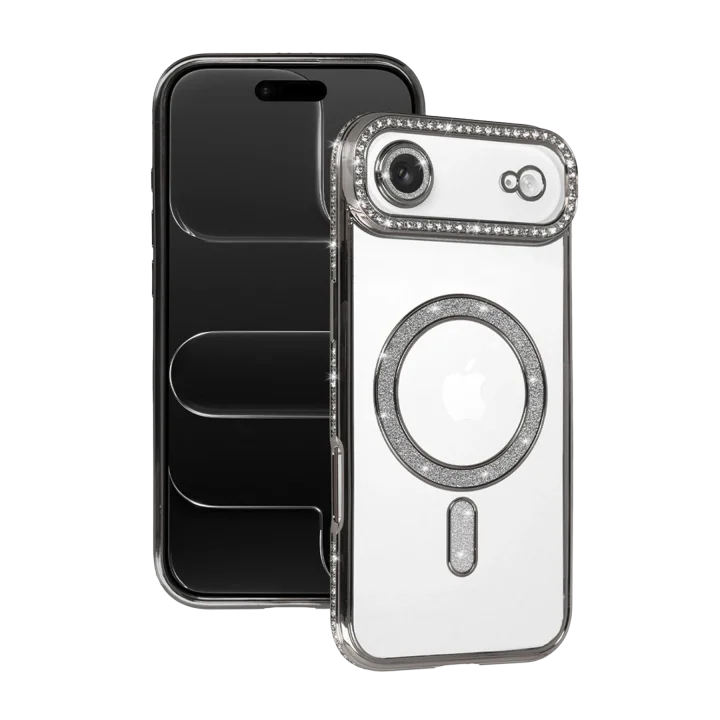 Mey İthalat®  Apple iPhone 17 Air Joke Simli Magneticsafe Kılıf - Gümüş