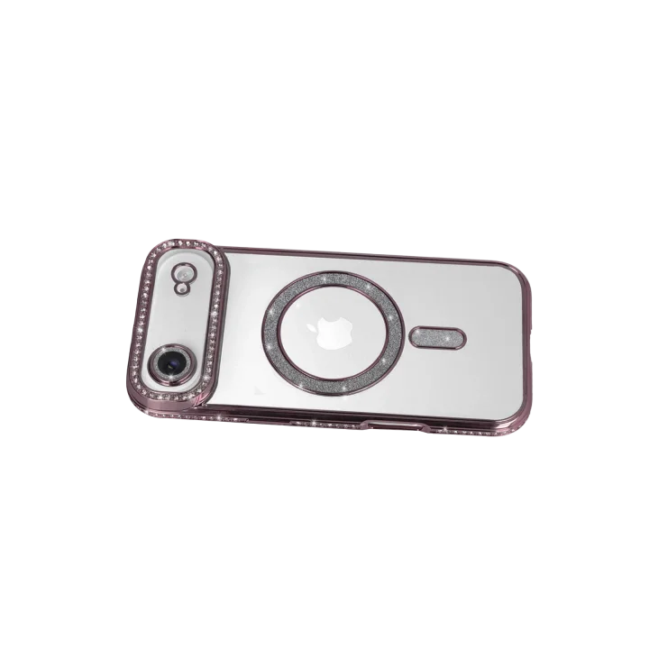 Mey İthalat®  Apple iPhone 17 Air Joke Simli Magneticsafe Kılıf - Pembe