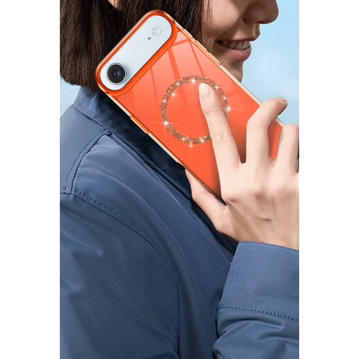 Mey İthalat®  Apple iPhone 17 Air Live Diamond Magsafe Kapak - Siyah