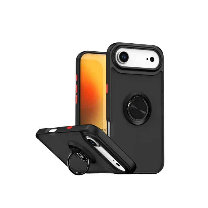 Mey İthalat®   iPhone 17 Air Montreal Yüzüklü Silikon Kapak - Siyah