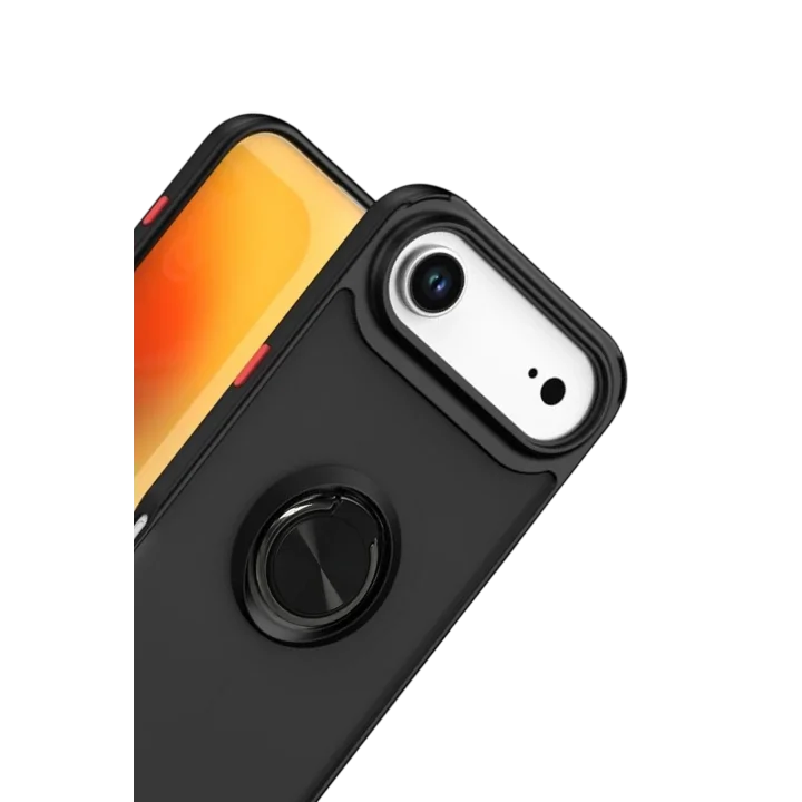 Mey İthalat®   iPhone 17 Air Montreal Yüzüklü Silikon Kapak - Siyah