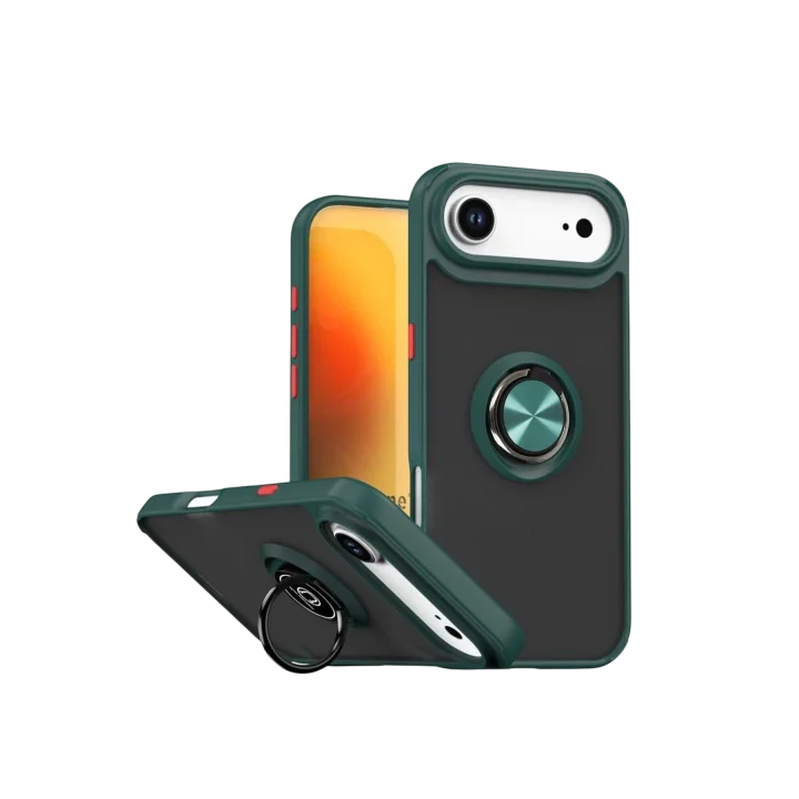 Mey İthalat®   iPhone 17 Air Montreal Yüzüklü Silikon Kapak - Yeşil