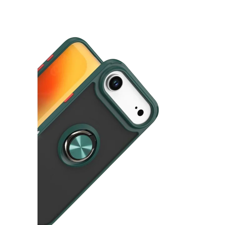 Mey İthalat®   iPhone 17 Air Montreal Yüzüklü Silikon Kapak - Yeşil