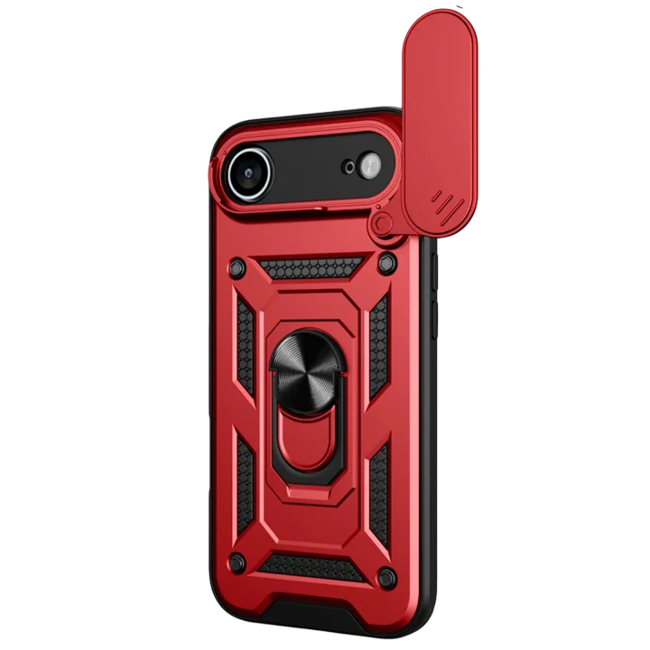 Mey İthalat®   iPhone 17 Air Pars Lens Yüzüklü Silikon - Kırmızı