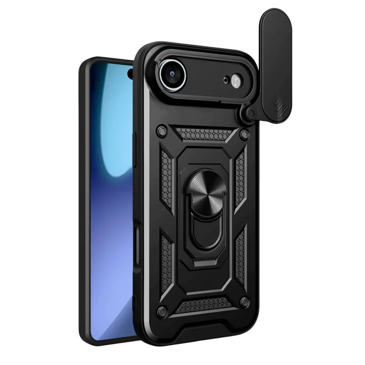 Mey İthalat®  Apple iPhone 17 Air Pars Lens Yüzüklü Silikon - Siyah