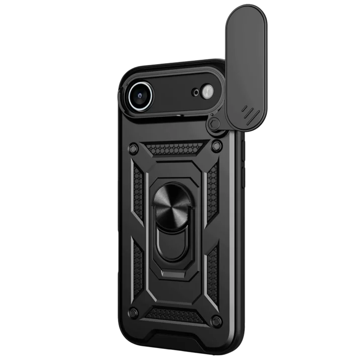 Mey İthalat®  Apple iPhone 17 Air Pars Lens Yüzüklü Silikon - Siyah