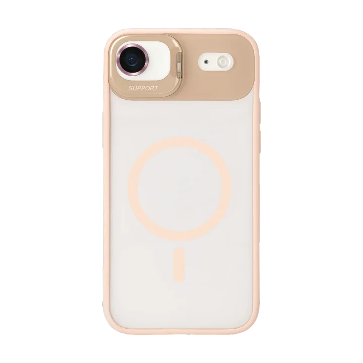 Mey İthalat®   iPhone 17 Air Remim Lensli Magsafe Standlı Kapak - Pembe