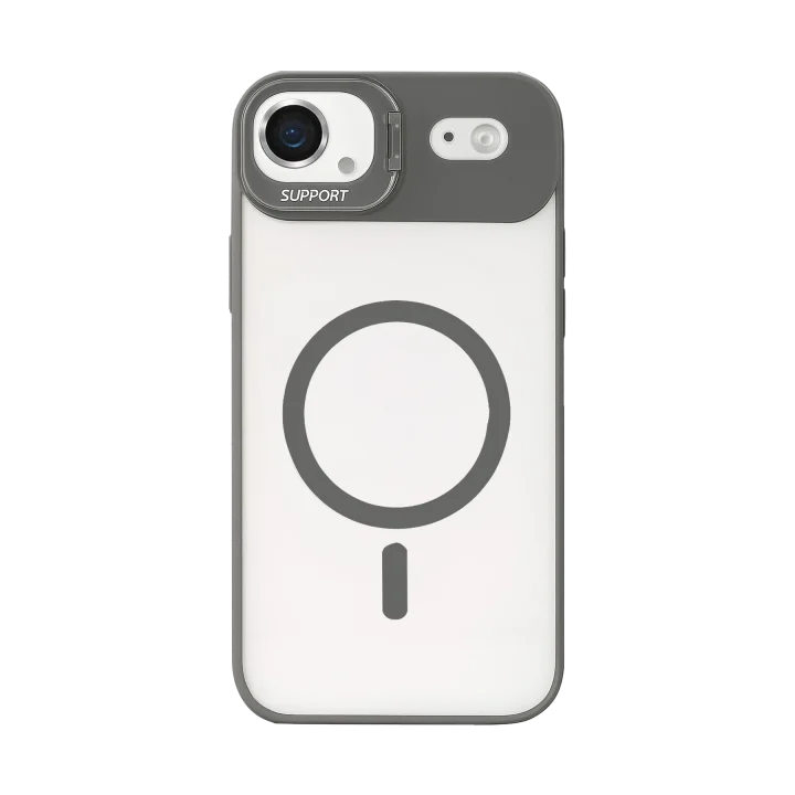 Mey İthalat®   iPhone 17 Air Remim Lensli Magsafe Standlı Kapak - Titan Gri