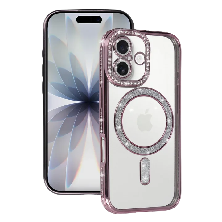 Mey İthalat®  Apple iPhone 17 Joke Simli Magneticsafe Kılıf - Pembe