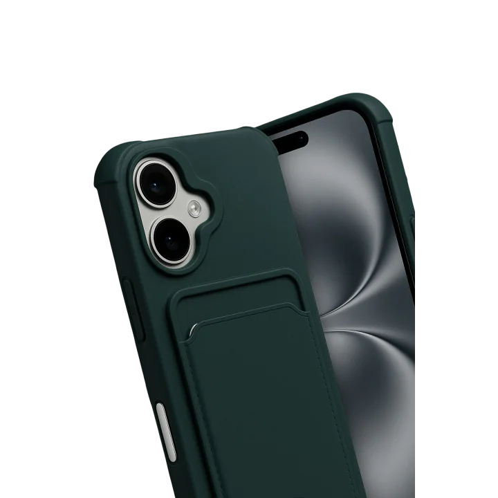 Mey İthalat®  Apple iPhone 17 Kelvin Kartvizitli Silikon - Koyu Yeşil