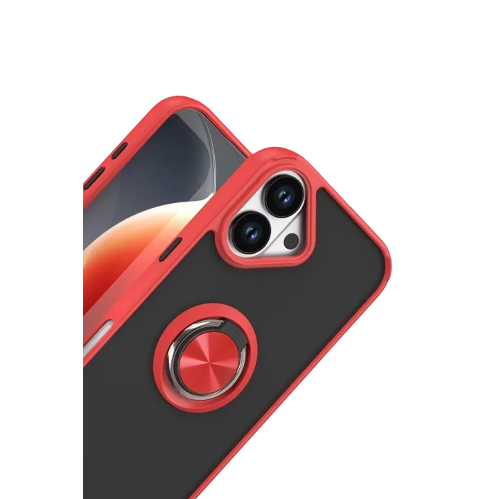 Mey İthalat®   iPhone 17 Montreal Yüzüklü Silikon Kapak - Kırmızı
