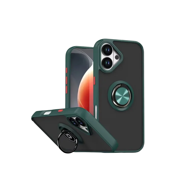 Mey İthalat®   iPhone 17 Montreal Yüzüklü Silikon Kapak - Yeşil