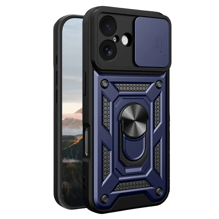 Mey İthalat®   iPhone 17 Pars Lens Yüzüklü Silikon - Lacivert